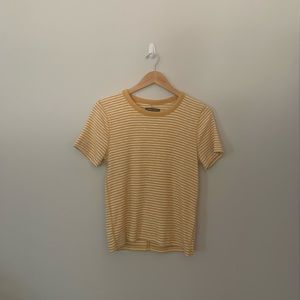 abercrombie finch yellow and white stripped top